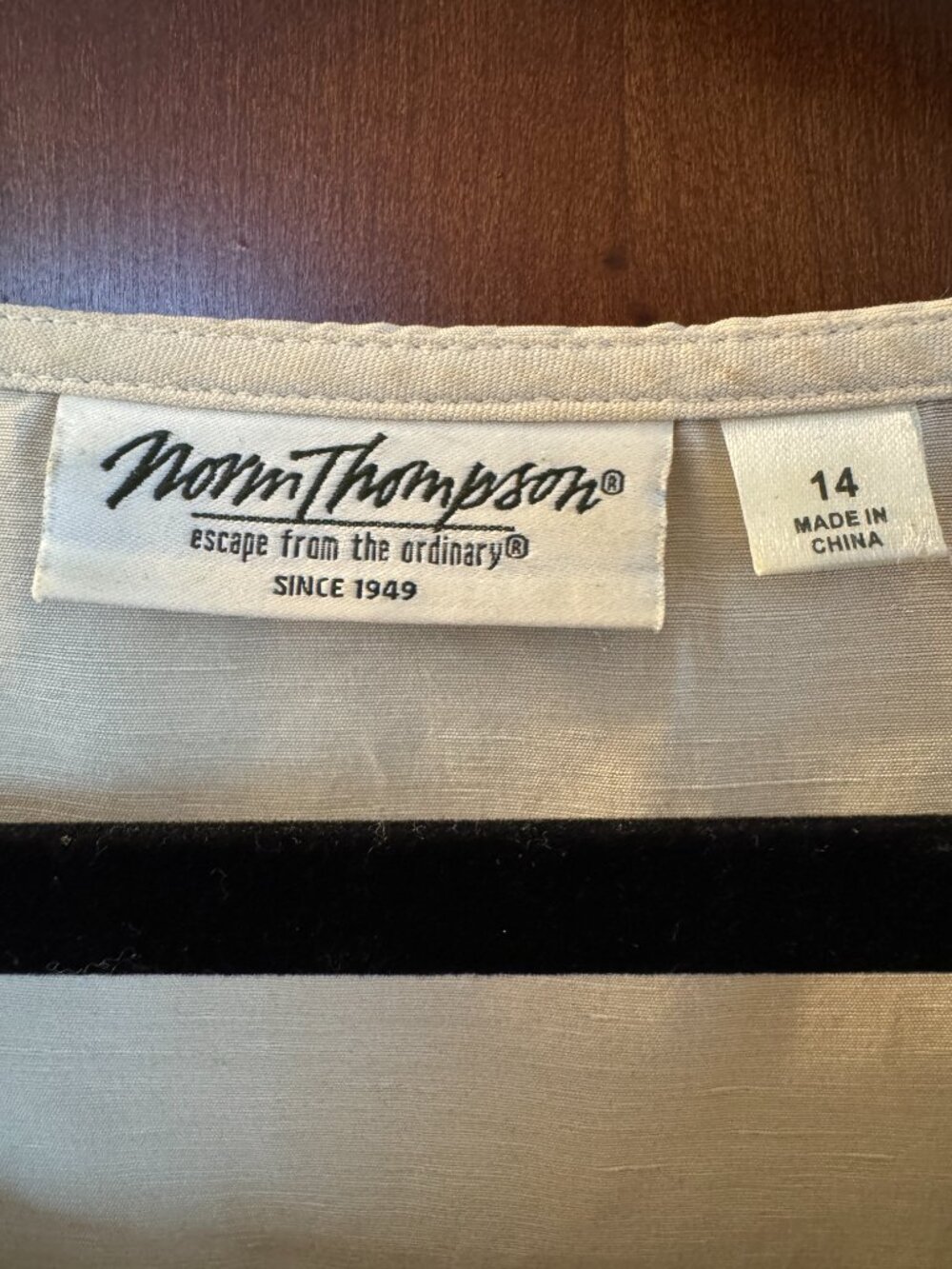 Beige Silk/Linen SS Dress by Norm Thompson sz 14 - Picture 5 of 5
